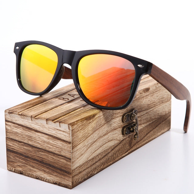 BARCUR Black Walnut Sunglasses Wood Polarized Sunglasses Men